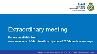 NEAS extraordinary meeting - 3 August 2023