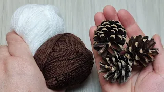 😉WOW IT WAS SO CUTE👍WHAT DO YOU THINK I DID WITH THE PINE CONE AND YARN?