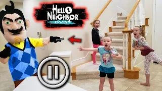 Hello Neighbor Pause Challenge in Real Life! Poopsie Unicorn Slime Toys Scavenger Hunt!!