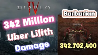 Diablo 4 - 342 Million UBER Lilith Damage! Barbarian Whirlwind Build, Nightmare Dungeon Tier 100