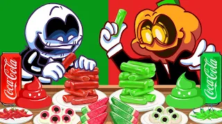 Red Food VS Green Food Challenge - Friday Night Funkin' Mukbang - Animation FNF