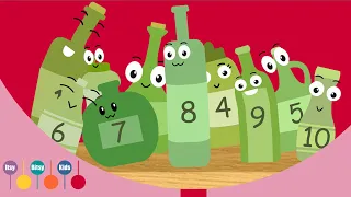 Ten Green Bottles Hanging On The Wall Nursery Rhyme | ItsyBitsyKids