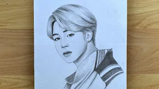 How to draw Jimin BTS | BTS Easy drawing for beginners | pencil drawing tutorials | រៀនគូរ