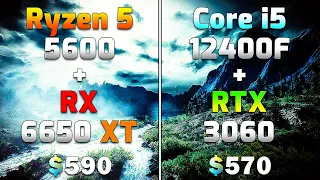 Ryzen 5 5600 + RX 6650 XT vs Core i5 12400F + RTX 3060 | PC Gameplay Tested