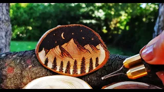 How To Wood burning (pyrography) _ #woodburning #tutorial #art #pyrography #mountain