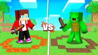 JJ In LAVA CIRCLE Vs Mikey In DIRT CIRCLE In Minecraft - Maizen