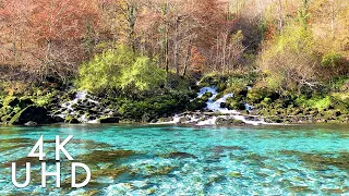 Natural Wonder: 4K Video of Magical Blue Water Waterfall & Sounds For Relaxation