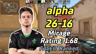 alpha (26-16) w/NiKo/m0NESY 3-stack | Mirage POV | Apr 23, 2024#cs2 #pov