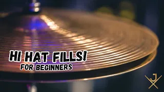 🥁 Four HI HAT drum fills for a BEGINNER drummer.  Full tutorial with practice guide and notation