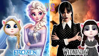 #wednesday Addams 🖤👿 #frozen elsa queen 💙👑 #mytalkingangela2 ❤️💜 #cosplay #new