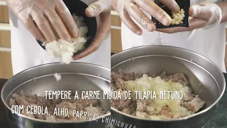 Polpetone com Carne Moída de Tilápia e Batatas Rústicas