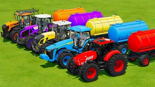 LAMBORGHINI vs JOHN DERRE vs FENDT vs CLAAS vs JCB TRACTORS BATTLE WITH WATER TANKS - Farming Simula