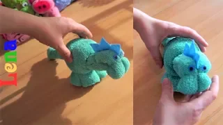 Gästetuch Dinosaurier falten 🦎 Towel dinosaur diy 🦎 Динозавр из полотенца в подарок