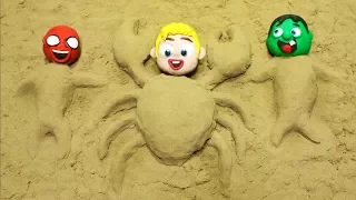 DibusYmas Sand beach Babies Superhero Stop motion movies Hulk & Frozen Elsa for kids - Vengatoon