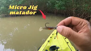 PESCA INSANA com Micro JIG e camarão ARTIFICIAL, Parte 01.