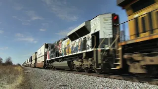 Union Pacific Intermodal Stack Train Z CIG4 East Through La Plata, Missouri w/ UP SD70ACe 1111