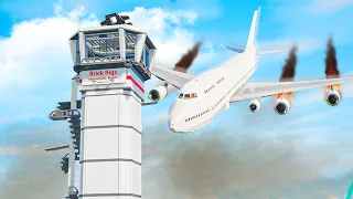 CONTROL TOWER vs PLANES - Airplane Crash in BRICK RIGS