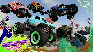 Monster Jam INSANE Racing, Freestyle and High Speed Jumps #22 | BeamNG Drive | Grave Digger