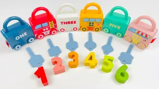 Best Learn Vehicles and Numbers | Locks with Matching Keys | Preschool Toddler Toy Learning Video