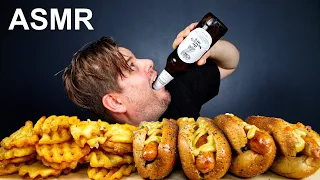 ASMR HOT DOGS, WAFFLE FRIES & A COLD ONE | DAVE KAY ASMR