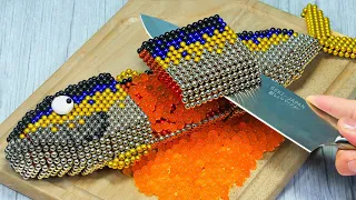 Catch & Fillet a GIANT SALMON | Magnet Stop Motion Cooking ASMR