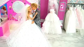 Barbie Rapunzel Dolls Wedding Dress Shop Shopping Gaun pengantin boneka Barbie Vestido de noiva