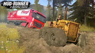 Spintires: MudRunner - Rusty Tractor Mule Towing Semi Truck