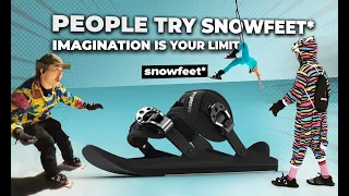 People try Snowfeet* Mini Ski Skates for Snow | New Winter Sport | Snowfeet* 2022