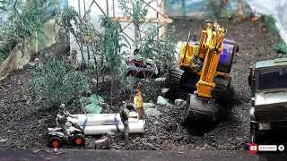 Sewer Line Construction 1 of 3 - RC Excavator TR-211 1/14 scale , RC Unimog, Tipper #rcconstruction