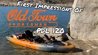 First Impressions Of Old Town Sportsman PDL 120 Kayak Review +1st Fish Catch BIG Spotted Bass