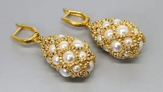 Earrings Faberge from beads own hands the master class