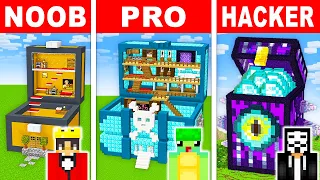 NOOB vs PRO: SECRET CHEST HOUSE Build Challenge in Minecraft!