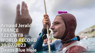 Arnaud Jerald WORLD RECORD 122 meters in bi fins CWTB (400 feet) Vertical Blue 2023