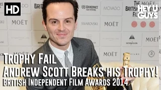 Funny: Andrew Scott breaks his BIFA Trophy Mid-Interview