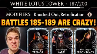 MK Mobile. Fatal White Lotus Tower Battles 185-189 Gameplay. I Hate Black Dragon Teams!