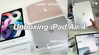 Unboxing do iPad Air 4 64gb (silver) + Apple Pencil e acessórios | Porque fiz essa escolha
