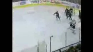 Zack Stortini Huge Hit on Devon Setaguchi San Jose Sharks vs Edmonton Oilers