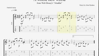 A Whole New World arrangement for guitar tab