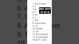 NBA 2KTV S9 EP 12 ANSWER KEY - 2K23 *FREE* 2500+ VC (EASY VC METHOD) #nba2k23 #shorts #youtubeshorts