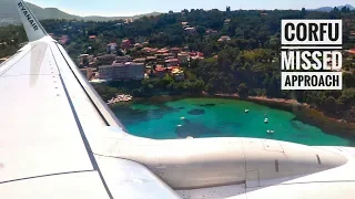 WINDSHEAR GO AROUND - Nice MISSED APPROACH to CORFU AIRPORT with Ryanair