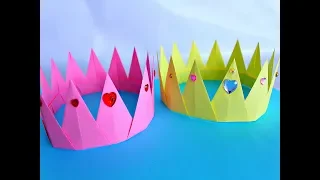 Оригами.Как сделать корону из бумаги.DIY Corona de papel fácil.Origami paper Crown