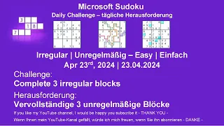 Sudoku Daily Challenges | Irregular – Easy | Apr 23rd, 2024