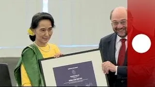 Aung San Suu Kyi accepts EU's Sakharov Prize 23 years after it was awarded