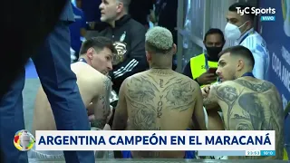 Messi, Neymar y Paredes charlando después del partido