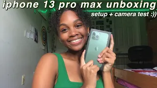 unboxing my new iphone 13 pro max (alpine green) setup + camera test!!!