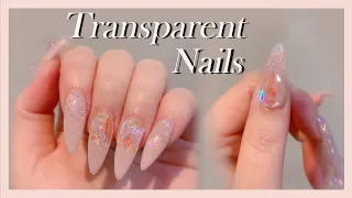 Brilliant stone nail like Glass 🔮/Korean nail art/self nail/swarovski nails/nail design