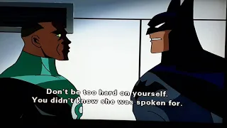 Batman giving comfort and advice to Green Lantern.