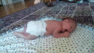 Tummy time, 6 day old baby