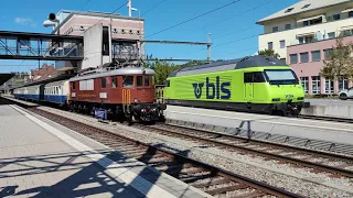 175 Jahre Schweizer Bahnen, Extrafahrt BLS mit Ae 6/8 205 und EW I in Spiez, 04.09.2022