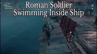 Assassin's Creed Origins The Hidden Ones DLC (PS4) - Roman soldier swimming inside ship